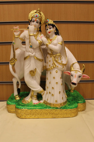 Resin radha krishna with cow - krishna,
