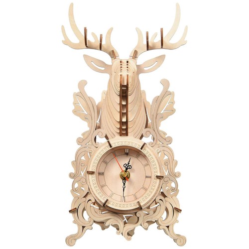 Wooden deer clock - deer,