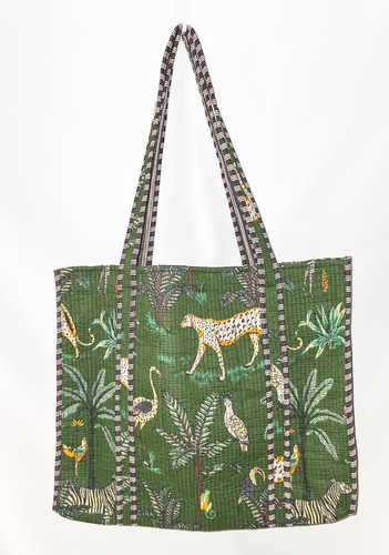 Jungle safari block print tote - jungle, block-print