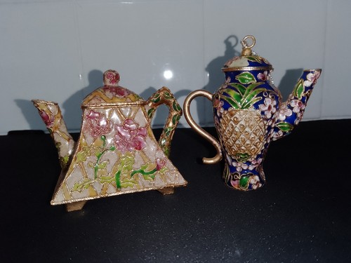 Miniature cloisonné teapot - cloisonné,
