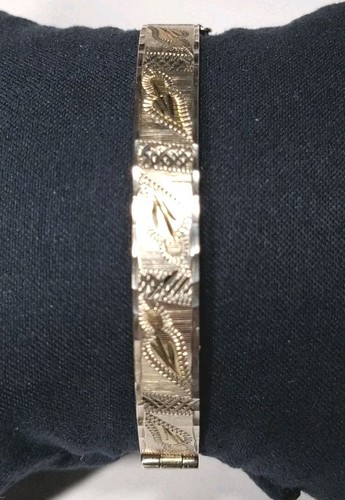 Sterling silver hinged bangle - sterling,