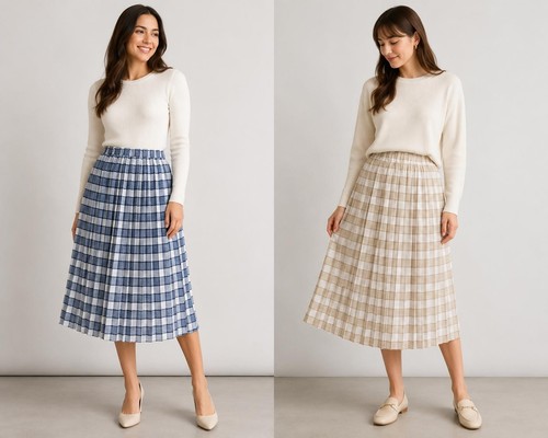 Ladies tartan box pleated - box,