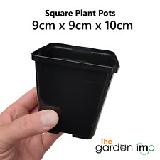 9cm Square Plastic Plant Pots Strong Quality Black Nursery Hydroponic Grow Pot