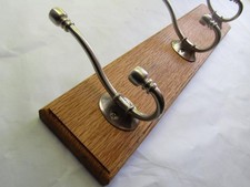 Rustic Oak coat hook rack rail