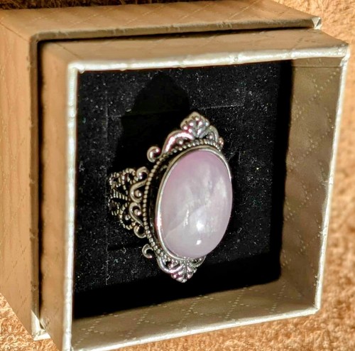 Pink kunzite crystal ring - pink,