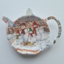 LEONARDO CHRISTMAS SNOWMAN TEA BAG SPOON REST  HOLDER