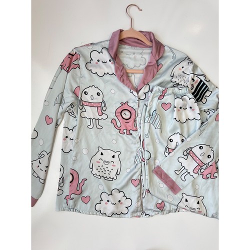 Pajama set cute monster print - pajama,