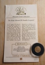 9ct 375 Solid Gold - The King Edward III Double Leopard Coin + COA - 3.22g