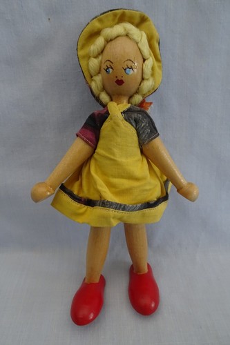 Polish wooden peg - doll, yellow