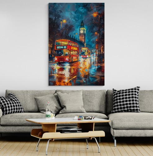 London red bus canvas - canvas, picture