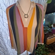 Tucker NYC Women's Top 100% Silk Blouse Multi Color Size Medium Shirt