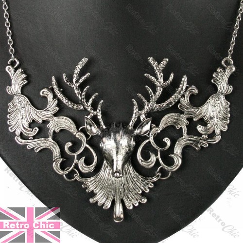 Large stag necklace chain big - necklace,