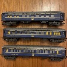 3 Liliput Coaches Wagon Lits Sleeping Car, Dining Car Blue HO Gauge