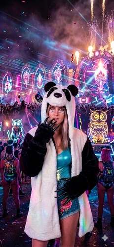 Panda bear adult mascot - bear,