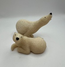 2 x Fountasia Vintage Sculptures  Polar Bear Ornaments  in Granite