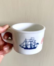 Vintage Old Spice SHULTON Shaving soap Mug / Cup milk Glass Clipper ship 