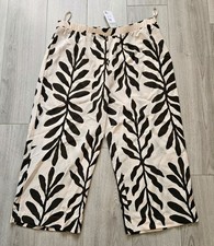 Beige Floral Pattern Wide Leg
