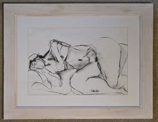 Large Original Valerie Davide nude Charcoal Art 1938-2017 signed and framed 