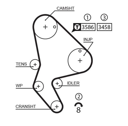 Timing belt 1343mm - 1343mm, fits
