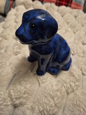 Park Rose Pottery - Blue  Dog Figurine 4 X 4 Inch