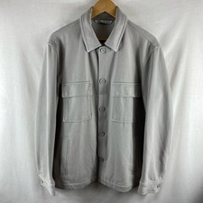 Mens Zara Shirt Jacket L Size Large Stretch Overshirt Shacket Grey Side Pockets