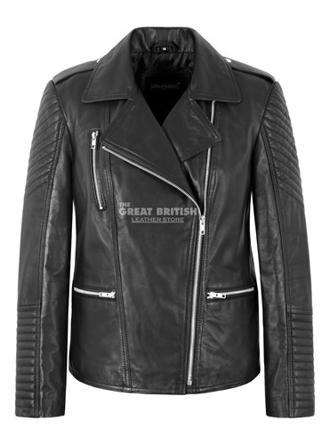 Ladies quilted biker - biker, leather
