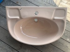 TWYFORDS NOCTURNE SEMI RECESS BASIN 610mm X 450mm  1 TAP HOLE - PEACH - New