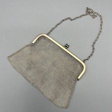 Alpacca German Silver Mesh Evening Bag Germany Art Deco Flapper Chain Handle