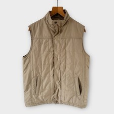 EWM Gilet Jacket Size M 44” Chest Beige Sleeveless Quilted Pockets Padded Casual