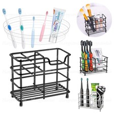Stainless Steel Toothbrush Holder Caddy Toothpaste Stand Ventilated Mould-Proof