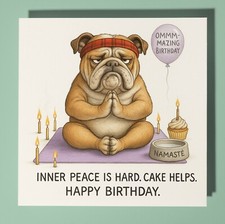English Bulldog Happy Birthday Card & Envelope - Personalised dog card - Friend