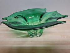 Murano green glass fish dish
