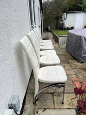 6 Faux Leather high back dining kitchen chairs off white ivory cream