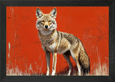 Coyote Portrait Against Orange