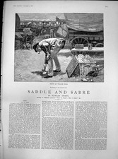 Original Old Antique Print Saddle Sabre St Leger Mr Prance Pounced Note 1887