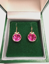 Swarovski Bella V Earrings, Fuchsia Red Crystal, Rose Gold Plated Silver.