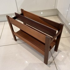 Vintage Teak Guy Rogers Style Magazine / Vinyl / Paper Rack, Danish Style, 1970s