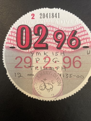 Old tax disc - old, (triumph)