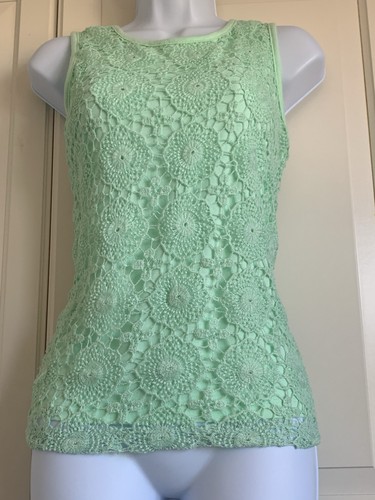 Mint green lace effect top - lace,