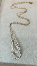 STELLA & DOT Long Silver Tone chain & Silver tone triple Loop necklace