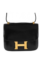HERMES Constance 23 Shoulder Black Bag Calf Leather 1954