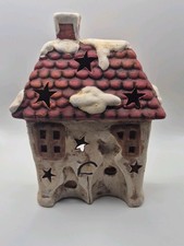 Pottery House Tealight Holder Winter Scene
