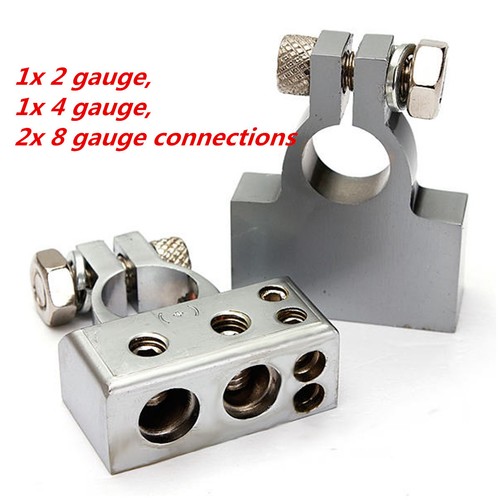 Pair silver tone car postive - tone,