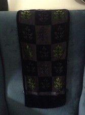 Vintage Essentials 52"X10.5"Blue & Green Velvet Leaf Pattern Cloth Scarf