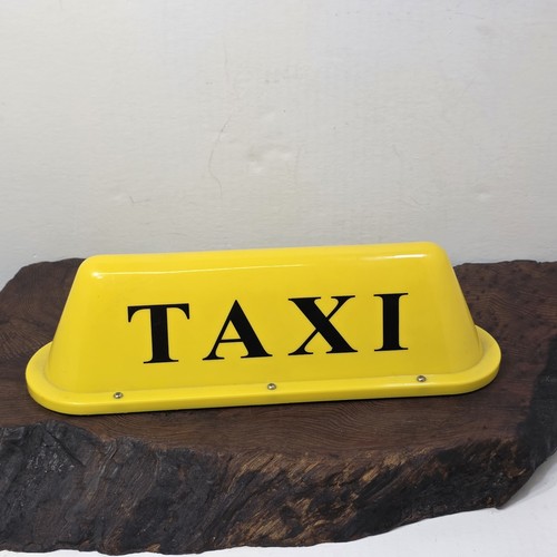 Vintage yellow taxi roof sign - vintage,