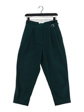 Oliver Bonas Women's Suit Trousers UK 10 Green 100% Cotton Straight Dress Pants