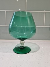 Italian Empoli Large Brandy Glass Mid-Century Green/Teal Vintage