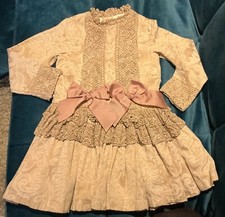 Spanish designer, Duerme Safilla,crochet lace,sash,ribbons layered  Dress ~6-7