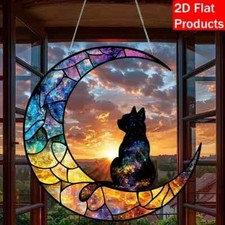 Black Cat Moon Shaped