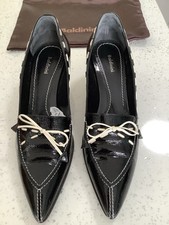 BALDININI  Black & White Patent Leather Shoes Size 5  Vintage *VGC*